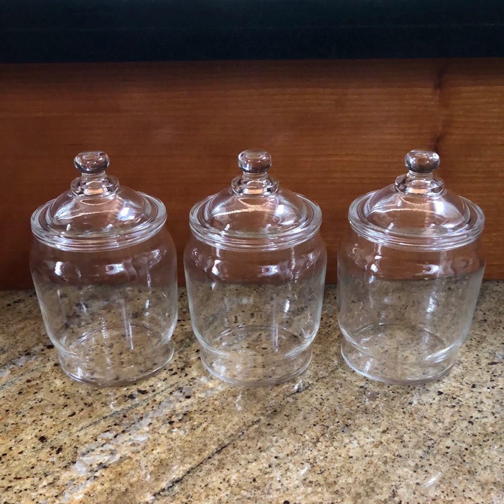 FEDERAL GLASS CO. Jars w/ Domed Lids Apothecary/ Vanity/ Jelly- Set of 3 Vintage